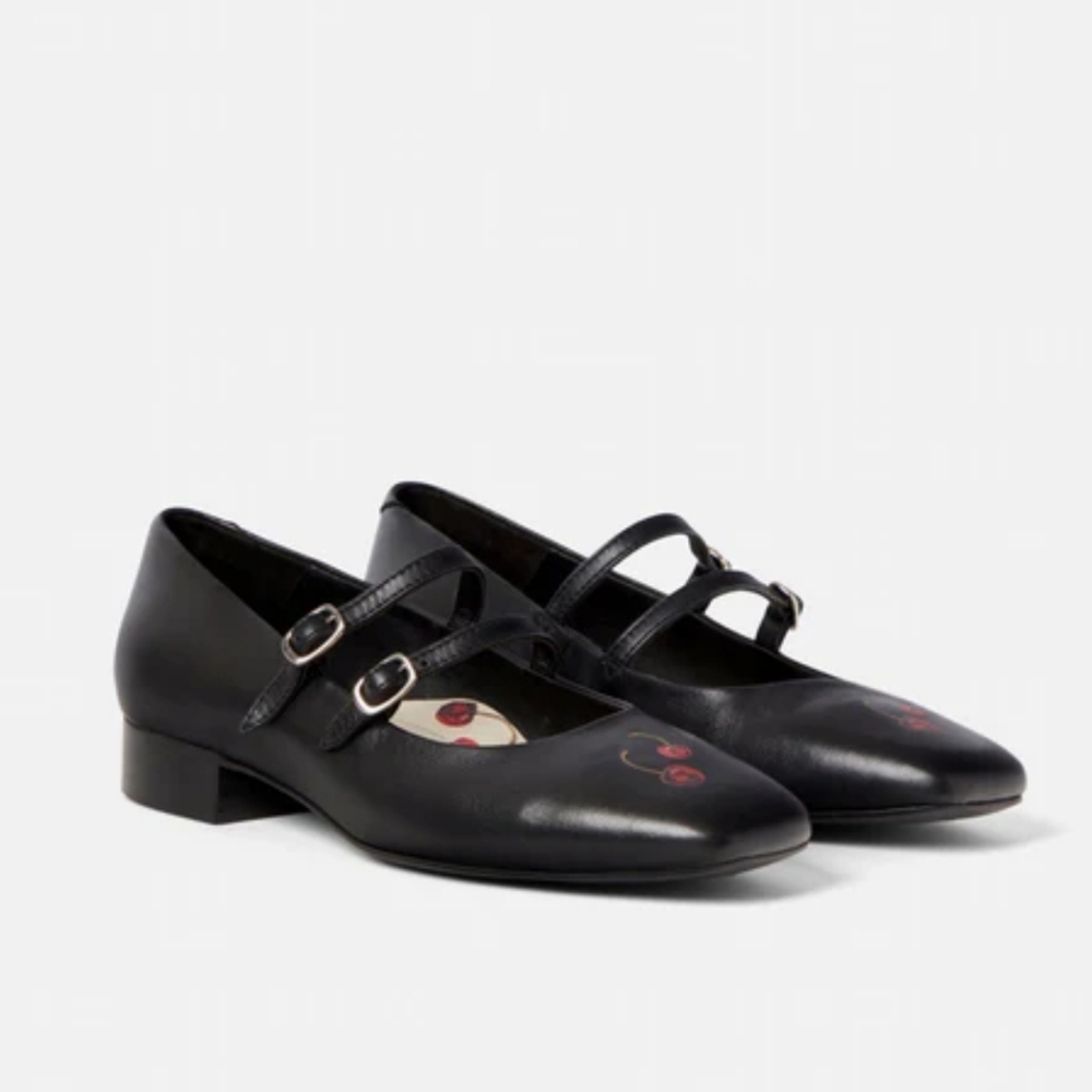 Duke + Dexter Anthropologie Nwob Ruby Cherry Black Mary Jane Shoes Sz 5 Uk 7 Us — image 3 of 8